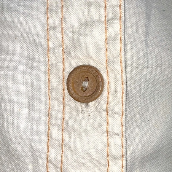 Vintage 70s Patty Woodard Cream Collared Button Up Cargo Utility Jumpsuit S - Picture 5 of 13